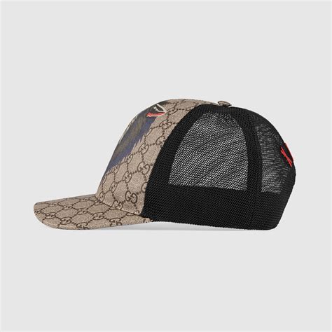 Gucci Cappellino da baseball in tessuto GG Supreme con lupo